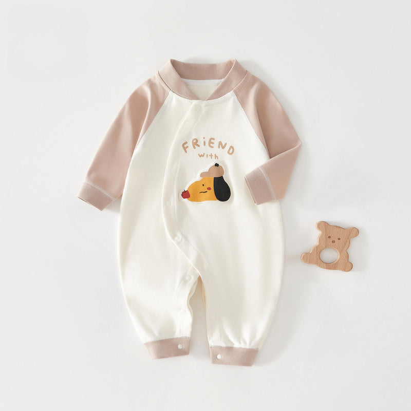 100% Cotton Long Sleeve Romper - Apple Bear