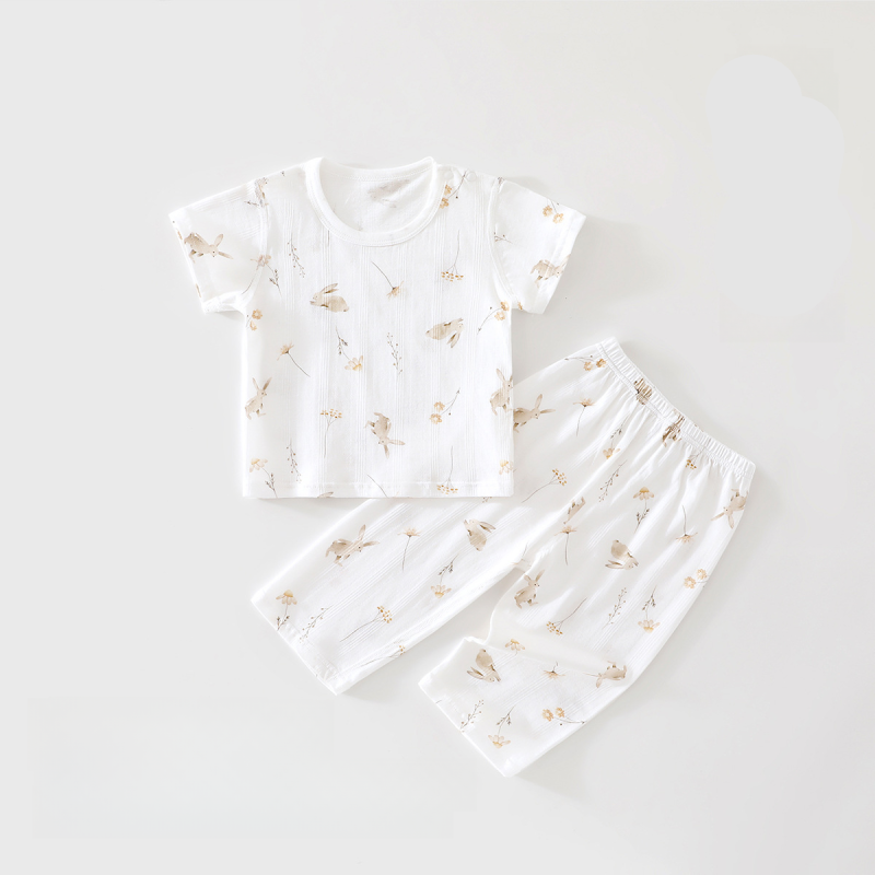 100% Cotton Short Sleeve Top & Pants Set - Blossom Bunny - Organic Cotton Clubs