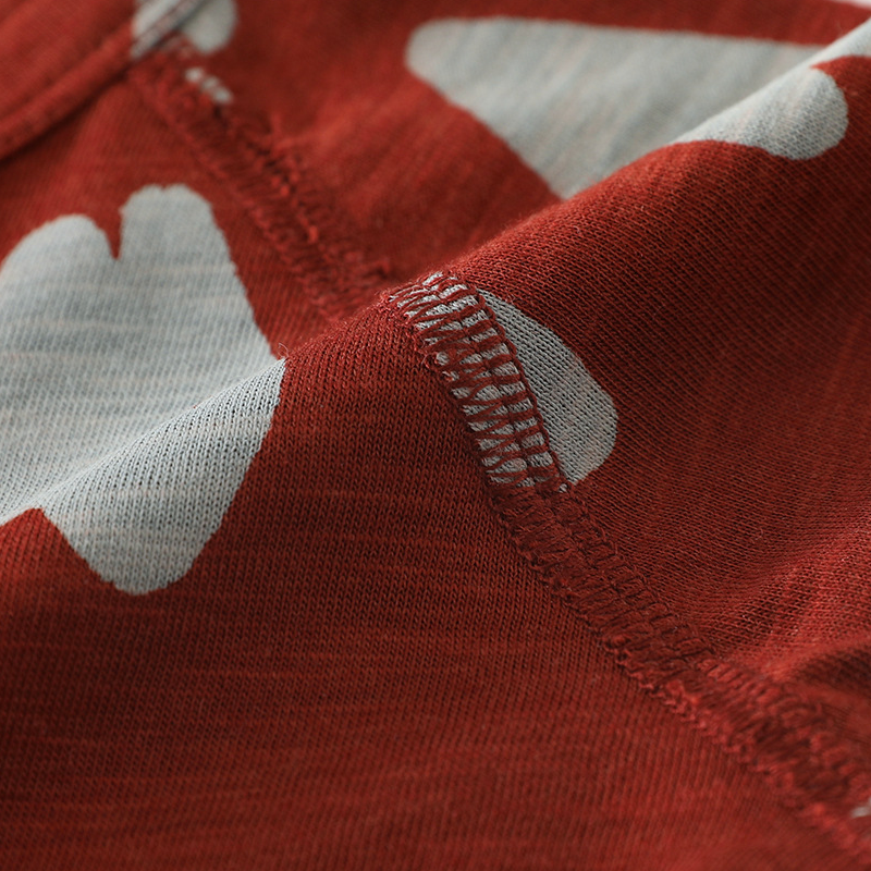 Cotton & Bamboo Muslin Short Sleeve Snap-Up Romper - Red Heary - Organic Cotton Clubs