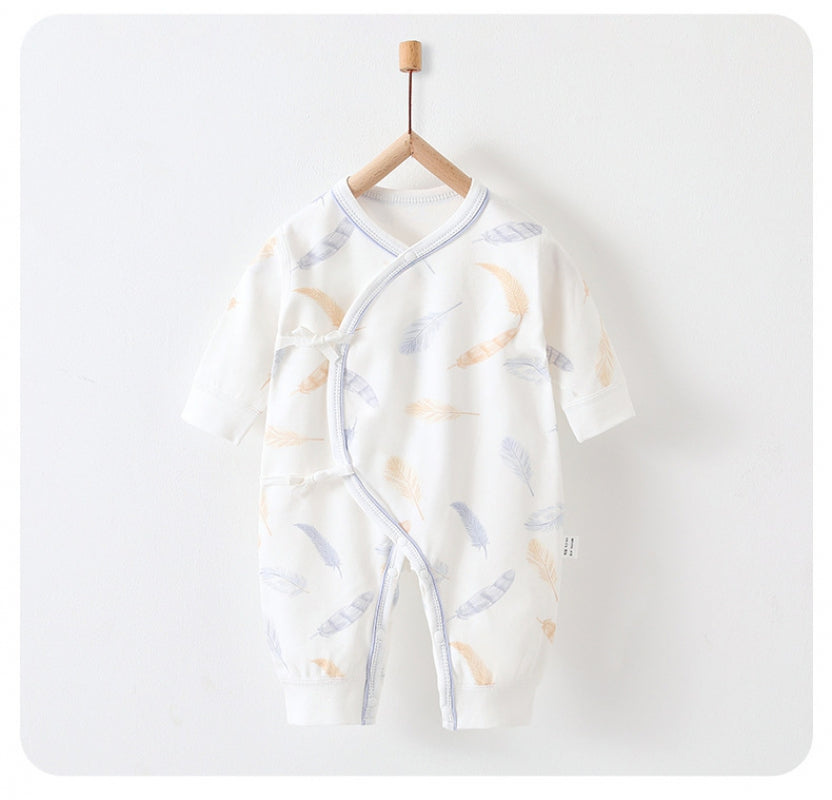 100% Cotton Long Sleeve Romper -  Green Leave