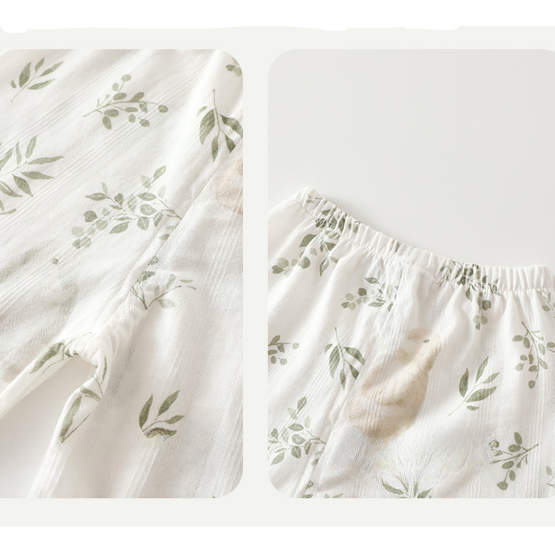 100% Cotton Short Sleeve Top & Pants Set - Leafy Dino - Organic Cotton Clubs