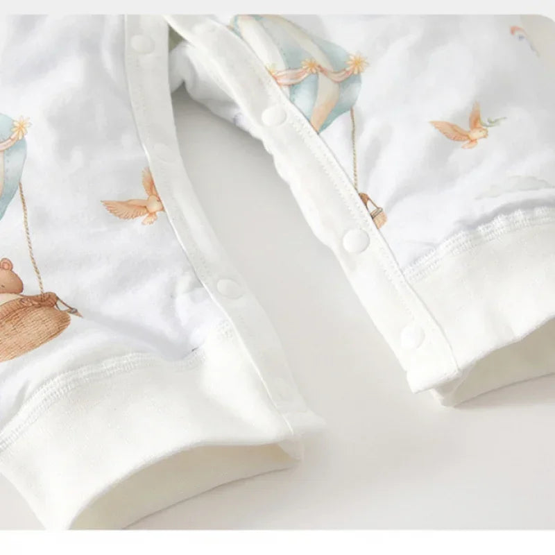 100% Cotton Long Sleeve Quilted Romper - Squirrel Garden - Organic Cotton Clubs
