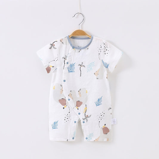 Cotton & Bamboo Muslin Short Sleeve Romper - Elephant
