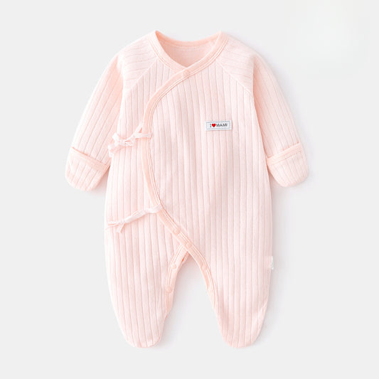 100% Cotton Footed Onesie with Mittens - Pink