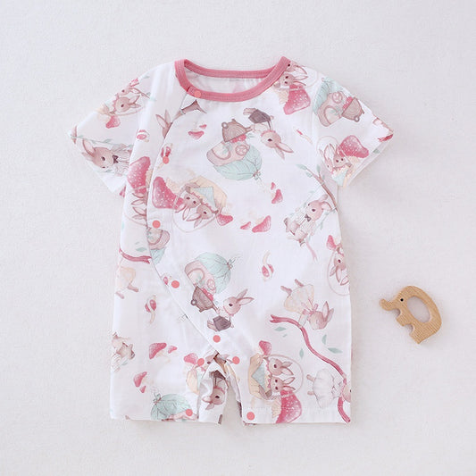 Cotton & Bamboo Muslin Short Sleeve Romper -  Bunny