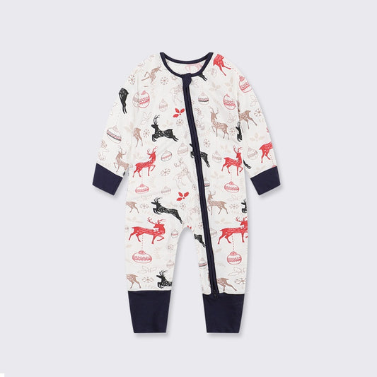 🎄Bamboo Zipper One-Piece - Snow House - Organic Cotton Clubs