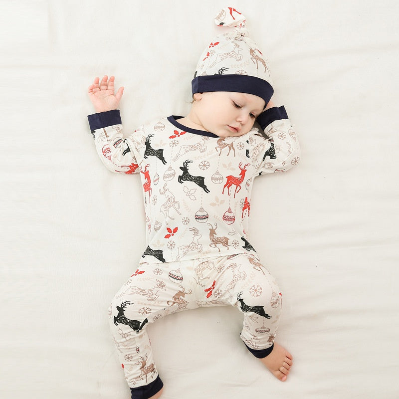 🎄Bamboo Top & Bottom Pajama Set - Snow House - Organic Cotton Clubs