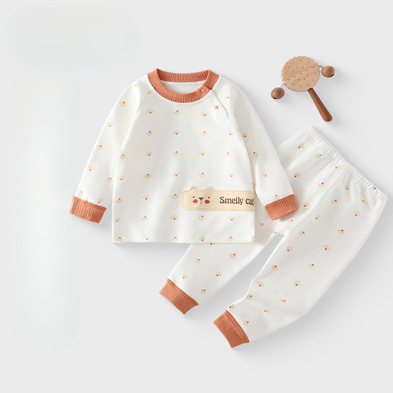 Cotton Long Sleeve Top & Pants Set - Yellow Cat