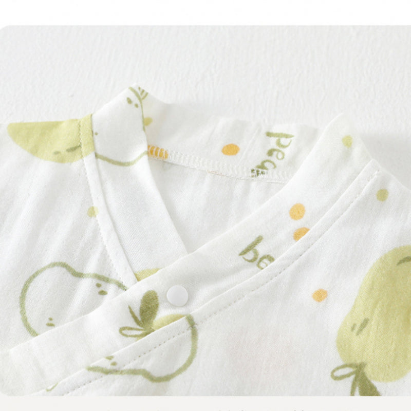 Cotton & Bamboo Muslin Short Sleeve Romper - Flower with Bunny