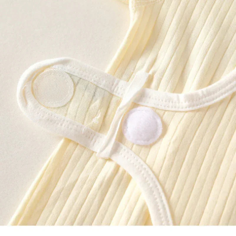 100% Cotton Long Sleeve Romper with Velcro Closure - White Panda - Organic Cotton Clubs