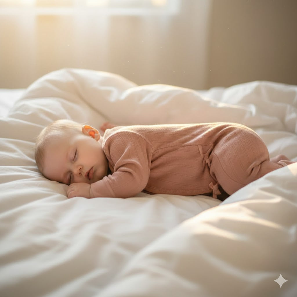 100% Cotton Long Sleeve Kimono Romper - Brown