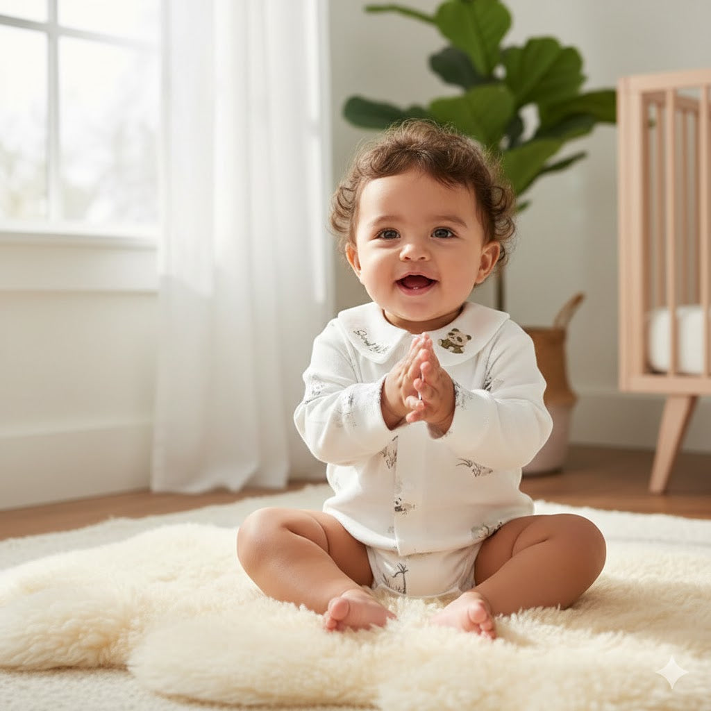 100% Cotton Long Sleeve Bodysuit - Panda
