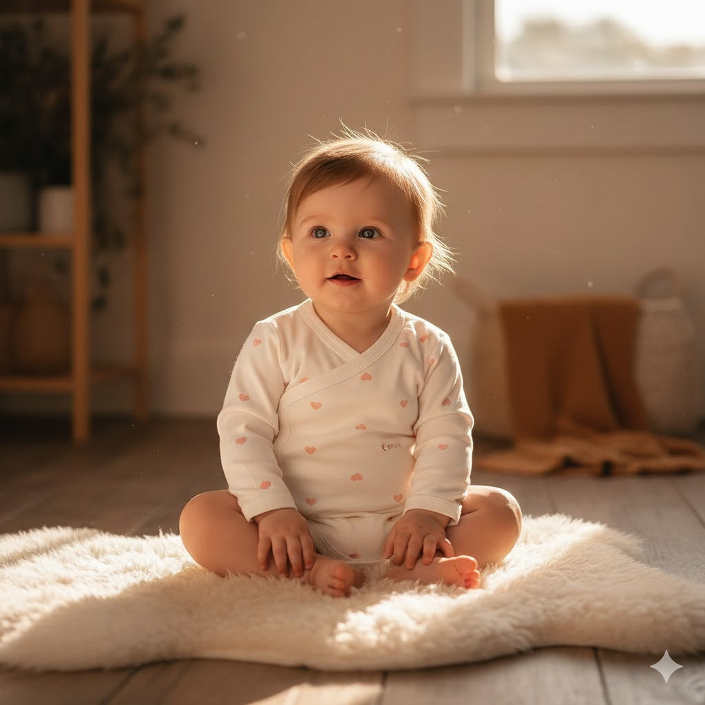 100% Cotton Long Sleeve Bodysuit - Heart