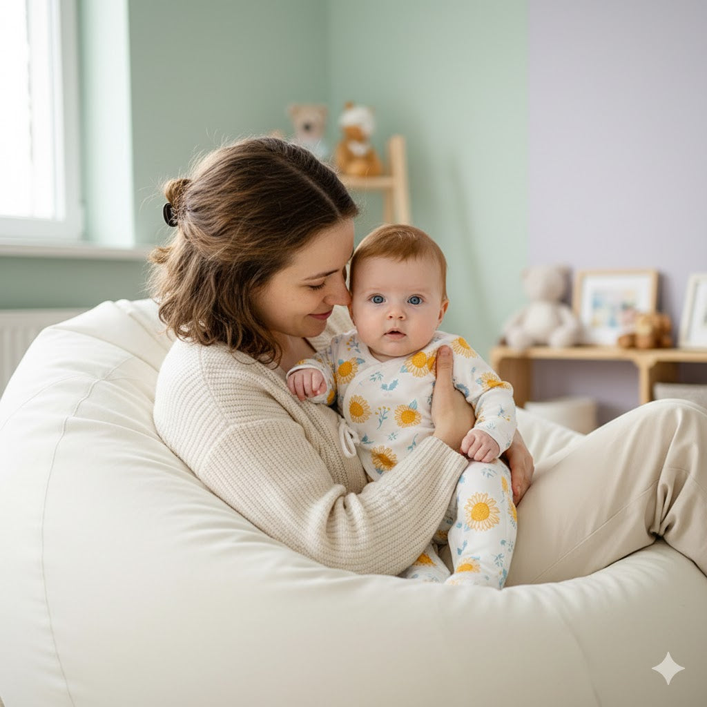 100% Cotton Footed Onesie with Mittens - Sunflower