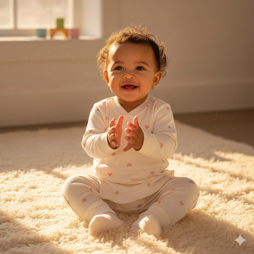 100% Cotton Sanp-up Long Sleeve Top & Pants Set- Heart