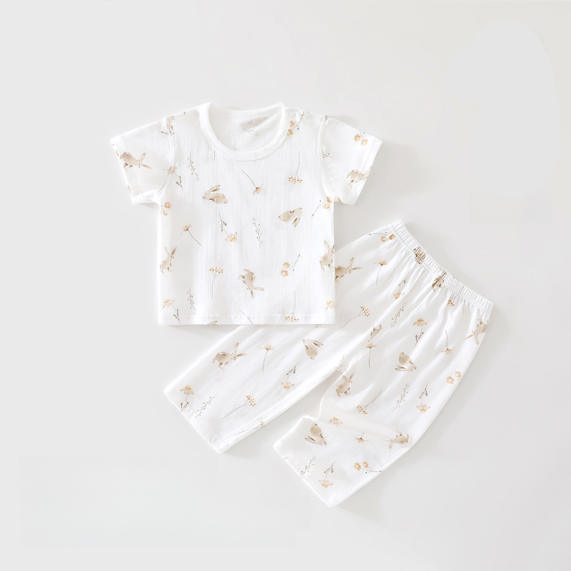 100% Cotton Short Sleeve Top & Pants Set - Blossom Bunny - Organic Cotton Clubs