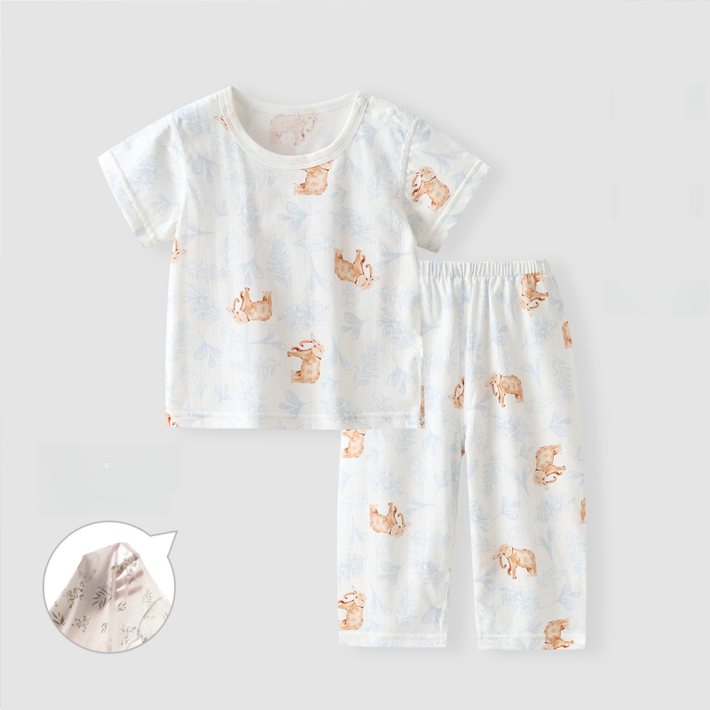 100% Cotton Short Sleeve Top & Pants Set - Orchid Elephant - Organic Cotton Clubs
