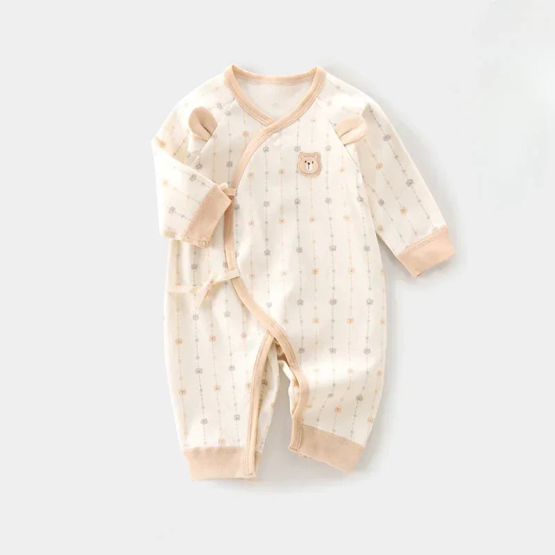 100% Cotton Long Sleeve Romper - Light Brown Bear - Organic Cotton Clubs