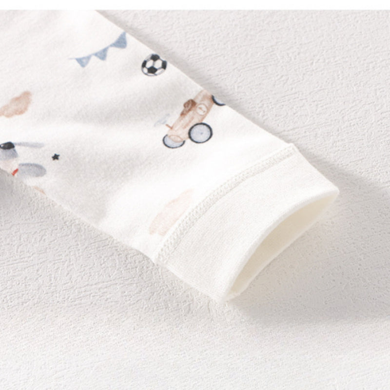 100% Cotton Long Sleeve Bodysuit with Velcro Closure- Adorable Cat