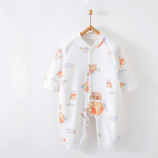 100% Cotton Snap-Up Long Sleeve Romper - Park