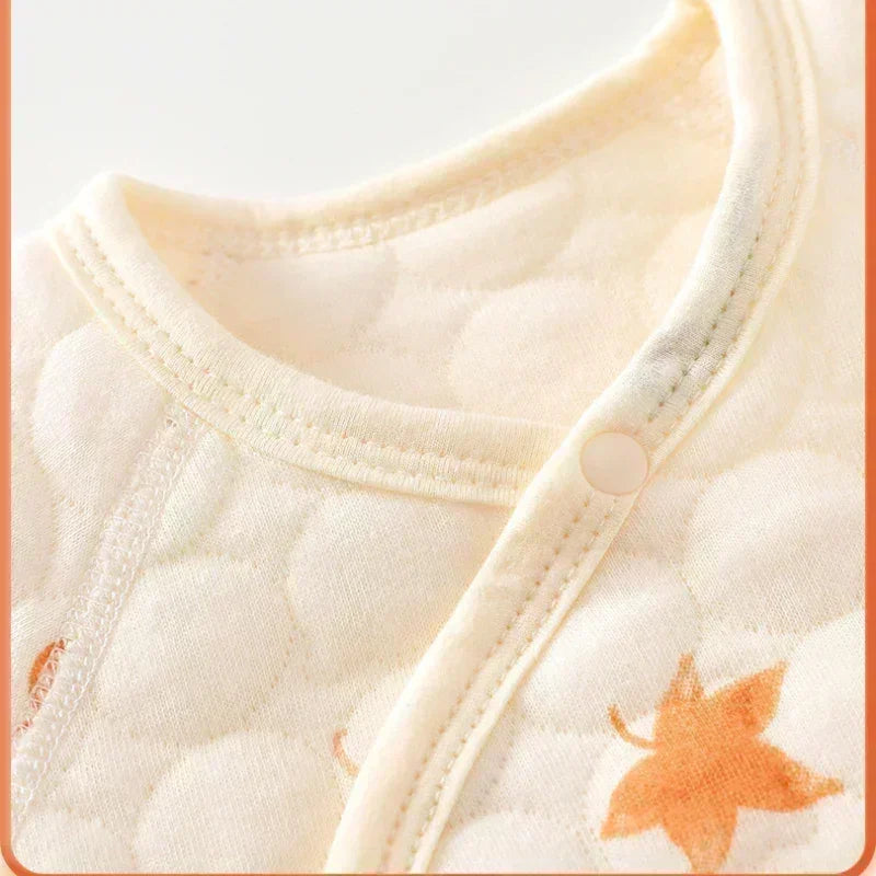 100% Cotton Warm Long Sleeve Romper with Velcro Closure - Bear - Organic Cotton Clubs