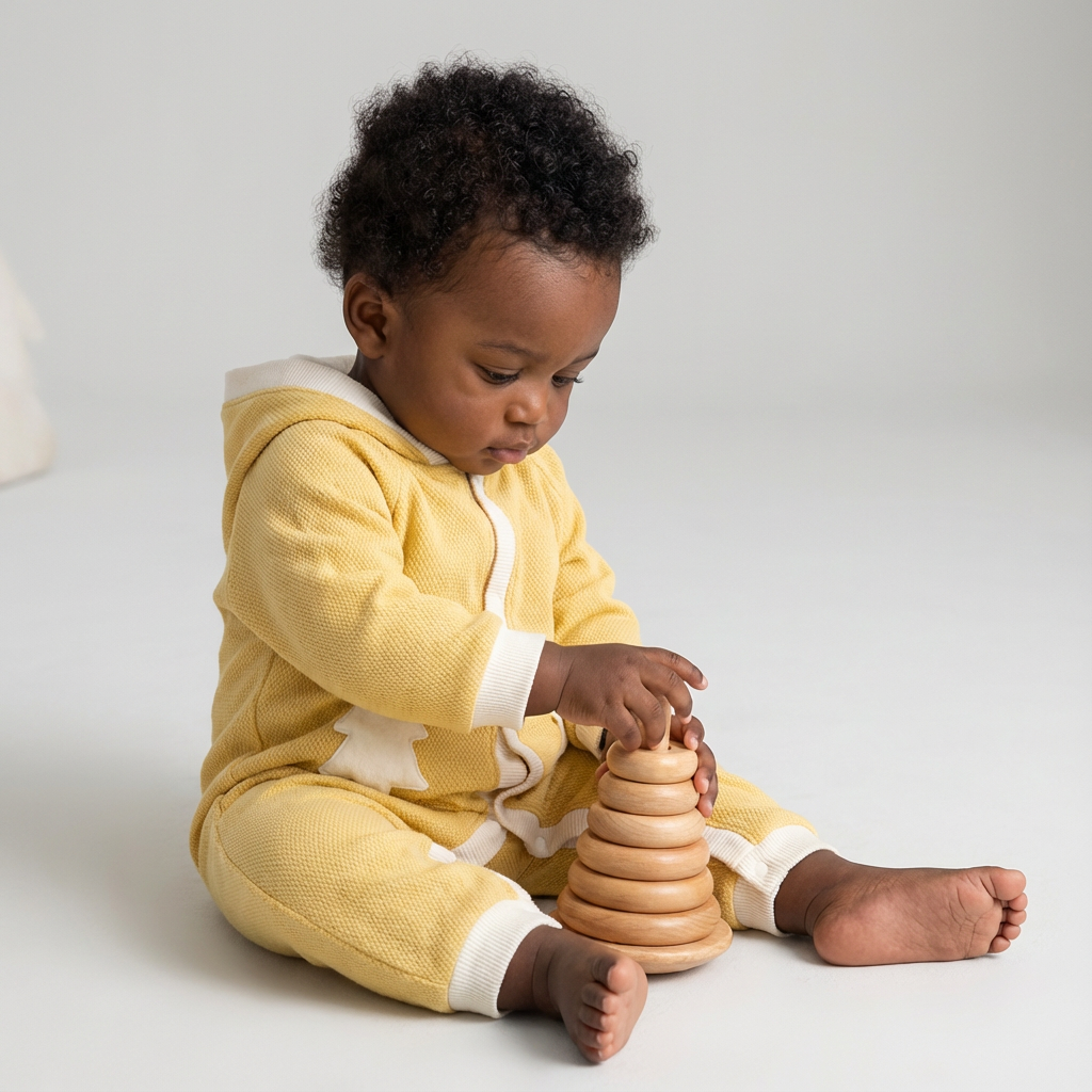 Cotton Quilted Hoodie Snap-Up Romper - Brown Koala