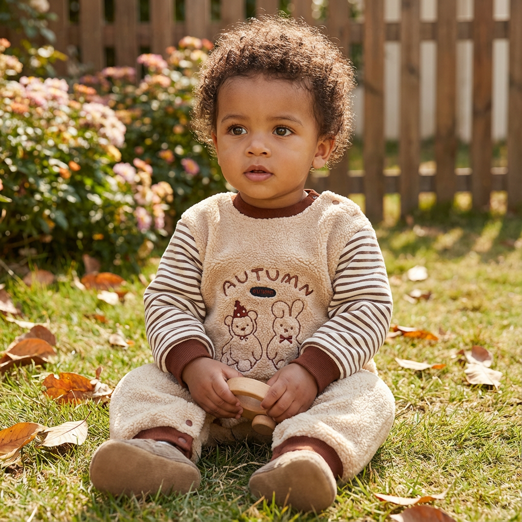 Quilted Microfleece Pullover Romper - Lovely Bear