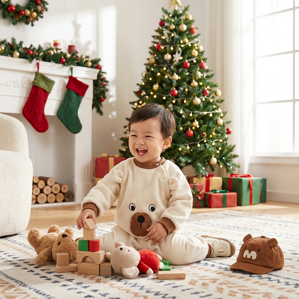 Quilted Microfleece Pullover Romper - Lovely Bear