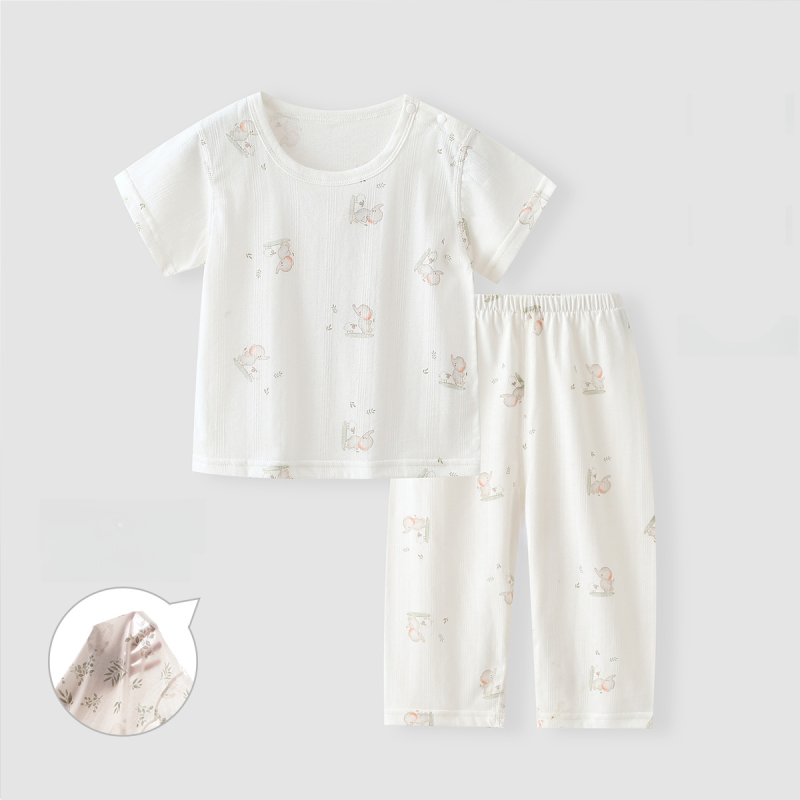 100% Cotton Short Sleeve Top & Pants Set - Elephant Lamb - Organic Cotton Clubs