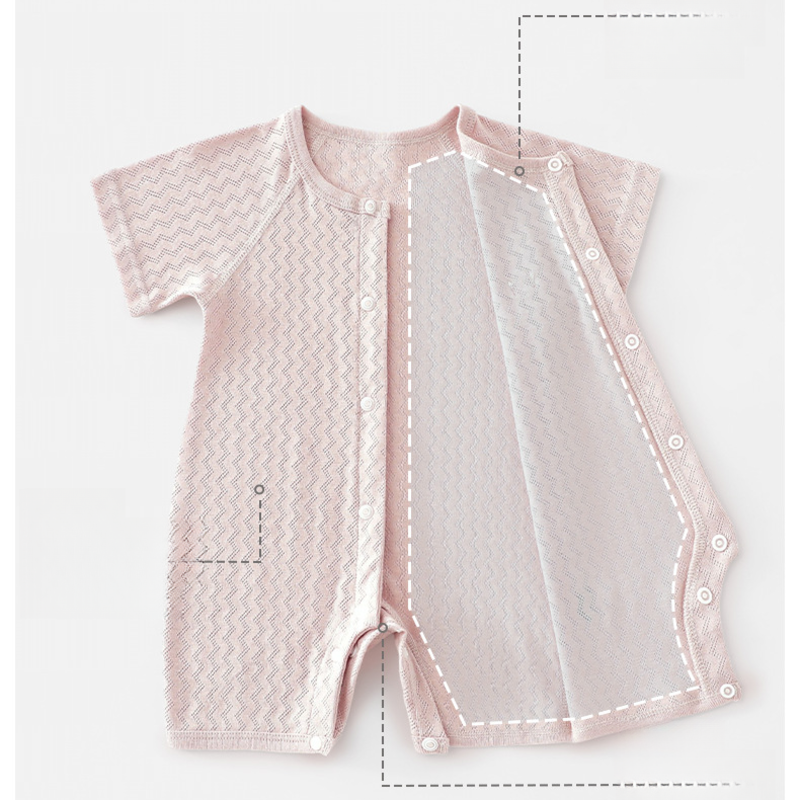100% Cotton Short Sleeve Snap-Up Romper - Light Blue - Organic Cotton Clubs