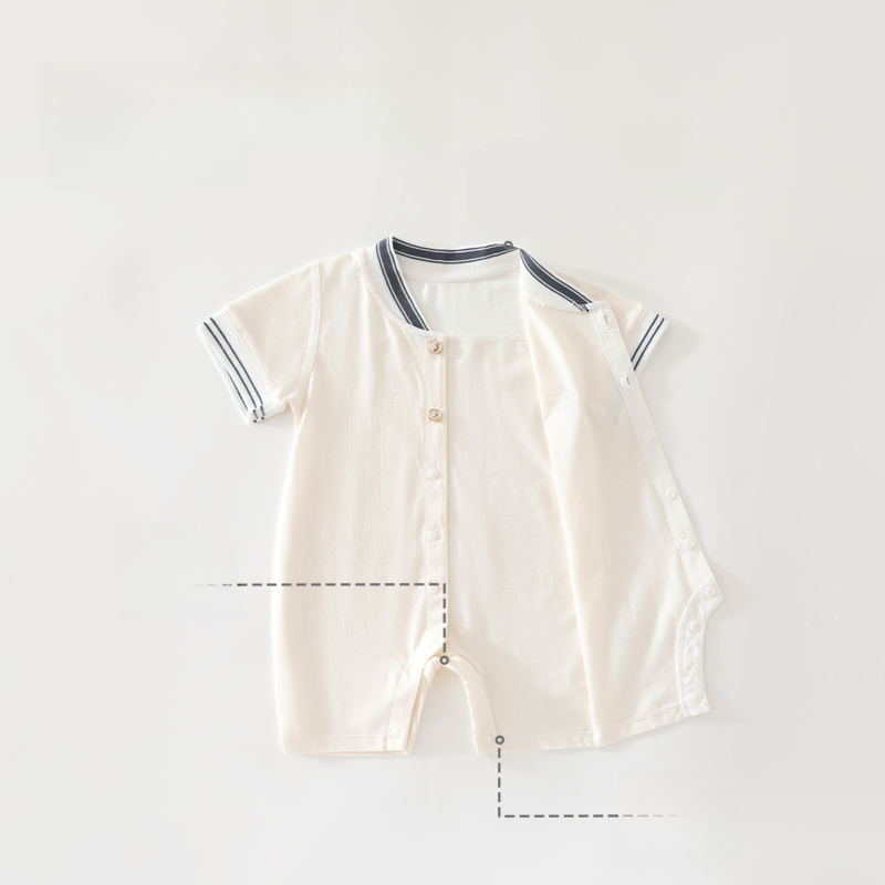 100% Cotton Short Sleeve Mesh Romper - Navy Uniform - Organic Cotton Clubs