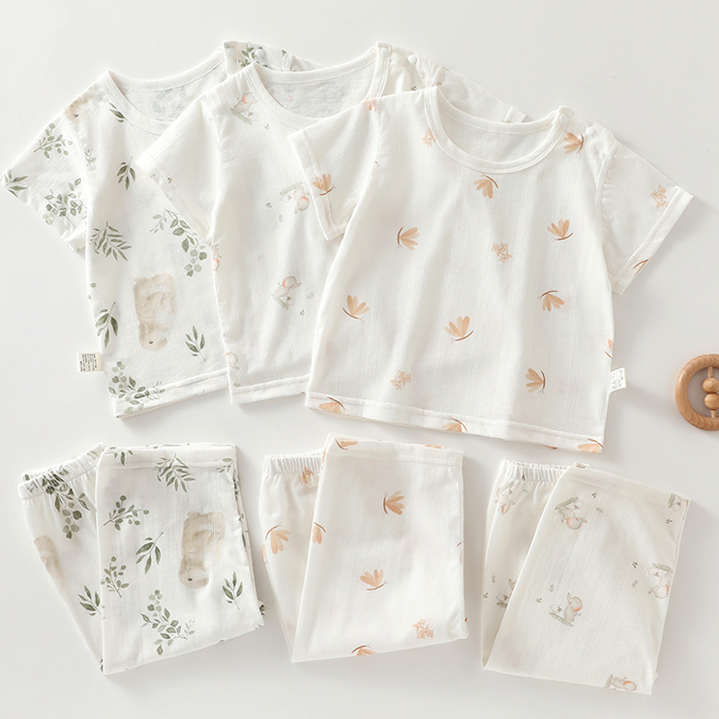100% Cotton Short Sleeve Top & Pants Set - Leafy Dino - Organic Cotton Clubs