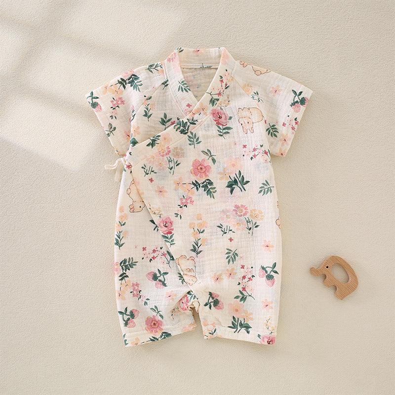 100% Cotton Muslin Short Sleeve Romper - Brown Bear - Organic Cotton Clubs