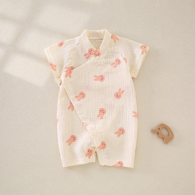 100% Cotton Muslin Short Sleeve Romper - Brown Bear - Organic Cotton Clubs