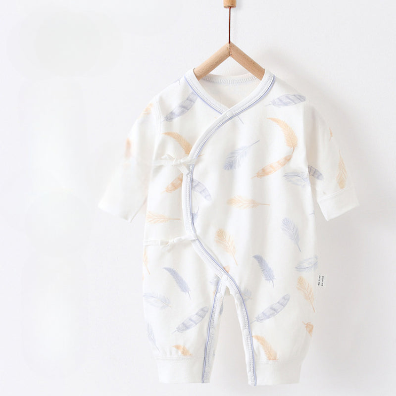 100% Cotton Long Sleeve Romper -  Green Leave