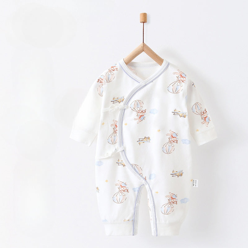 100% Cotton Long Sleeve Romper -  Green Leave