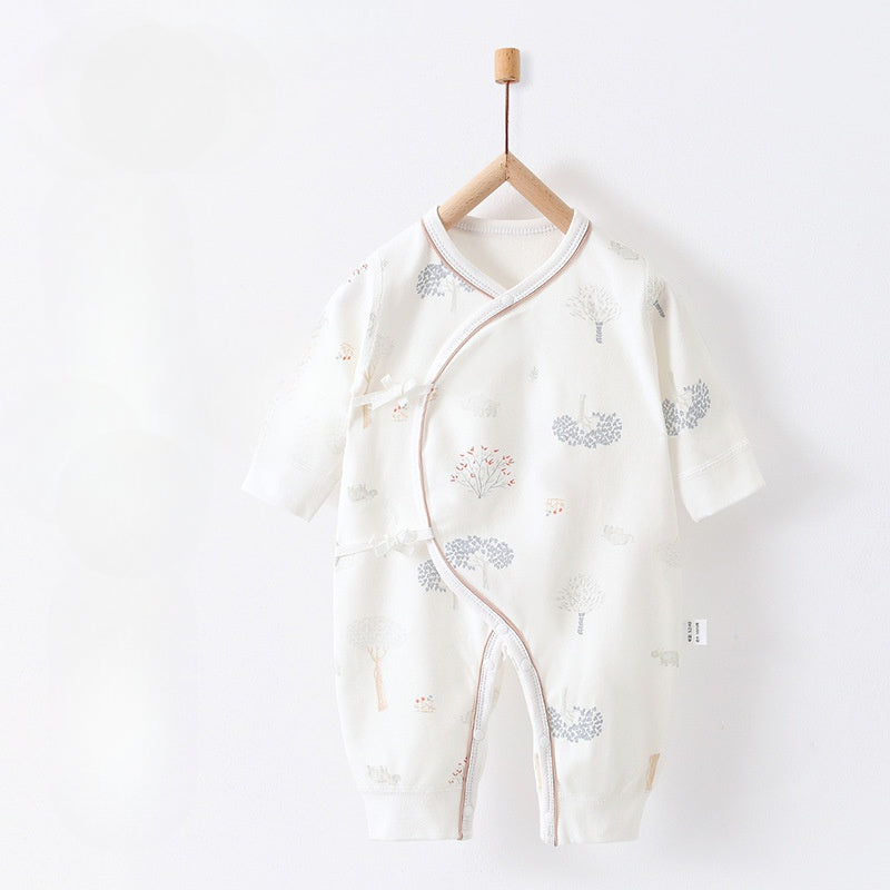 100% Cotton Long Sleeve Romper -  Green Leave