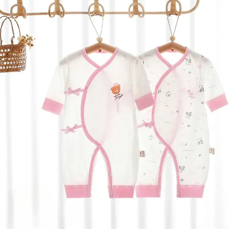 [2-Piece Set] 100% Cotton Long Sleeve Romper - Yellow Bear - Organic Cotton Clubs