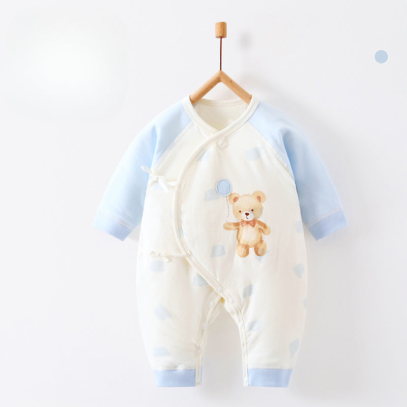 100% Cotton Long Sleeve Quilted Romper - Green Lion