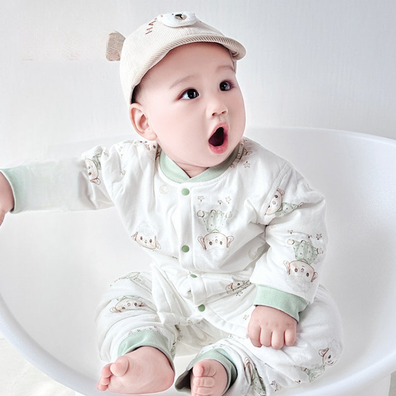 100% Cotton Long Sleeve Quilted Romper - Bunny