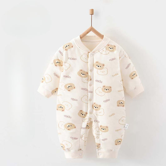 Barboteuse matelassée à manches longues 100 % coton - Ours en peluche