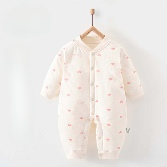 Combinaison matelassée à manches longues 100 % coton - Motif cœur