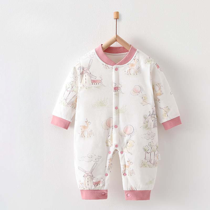 100% Cotton Long Sleeve Quilted Romper - Bunny