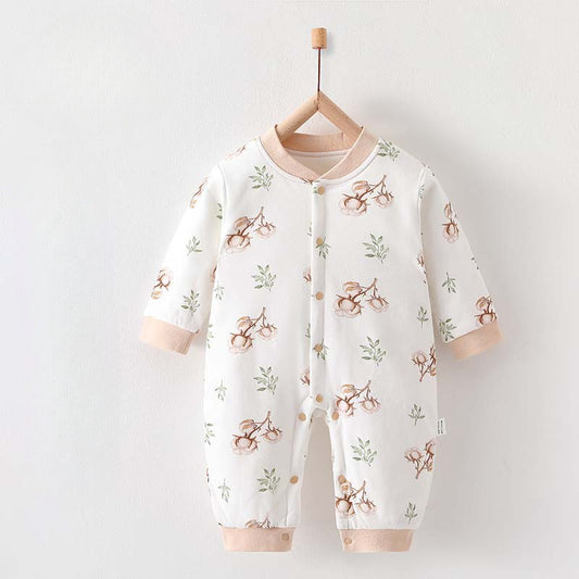 Barboteuse matelassée à manches longues 100 % coton - Fleurs de coton