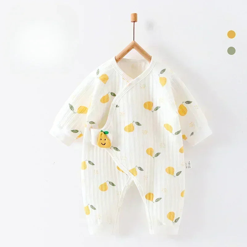 100% Cotton Warm Long Sleeve Romper with Velcro Closure - Bear - Organic Cotton Clubs