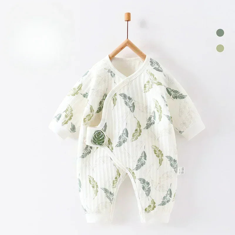 100% Cotton Warm Long Sleeve Romper with Velcro Closure - Bear - Organic Cotton Clubs