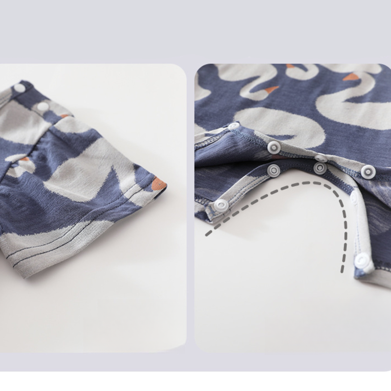 100% Cotton Short Sleeve Snap-Up Romper - Little Tree - Organic Cotton Clubs